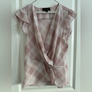 Laundry By Shelli Segal Blush Plaid Blouse